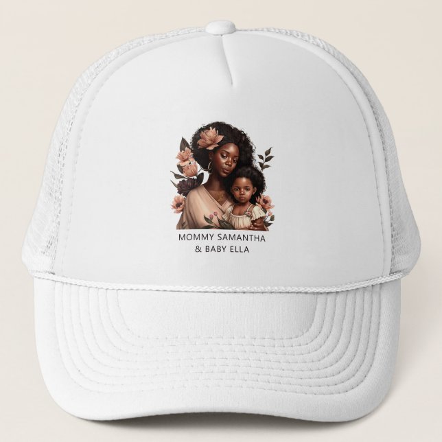 Beautiful Black Mum and Daughter (9) Trucker Hat (Front)