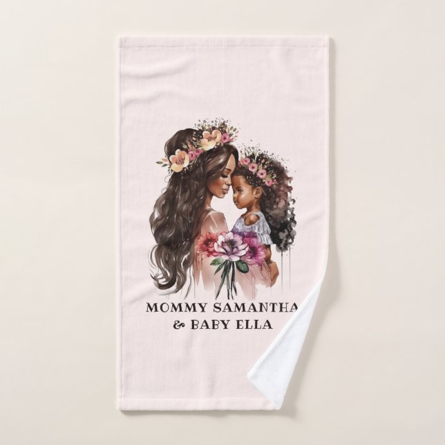 Beautiful Black Mum and Daughter Bath Towel Set (Hand Towel)
