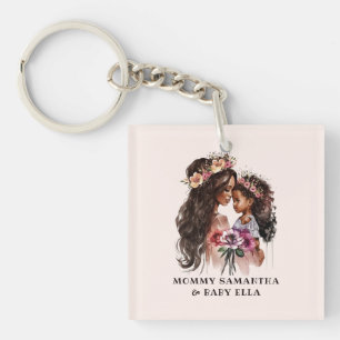 Beautiful Black Mum and Daughter Key Ring