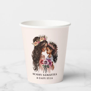 Beautiful Black Mum and Daughter Paper Cups