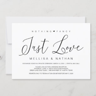 Beautiful Black Nothing Fancy Just Love, Elopement Invitation