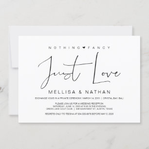 Beautiful Black Nothing Fancy Just Love, Elopement Invitation
