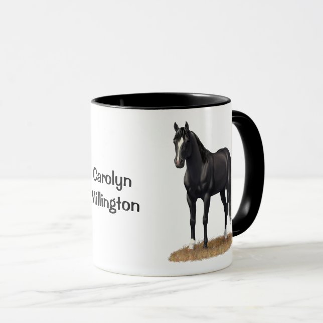 Beautiful Black Quarter Horse Stallion Mug (Front Right)