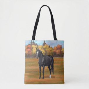 Beautiful Black Quarter Horse Stallion Tote Bag