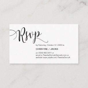 Beautiful Black Script, RSVP respond Enclosure Card