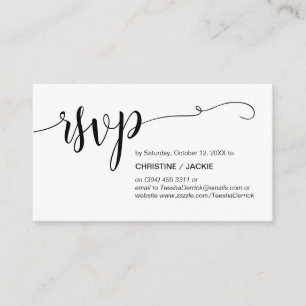 Beautiful Black Script, RSVP respond Enclosure Card