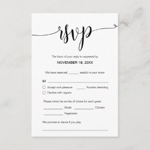 Beautiful Black Script, RSVP, Respond Enclosure Card