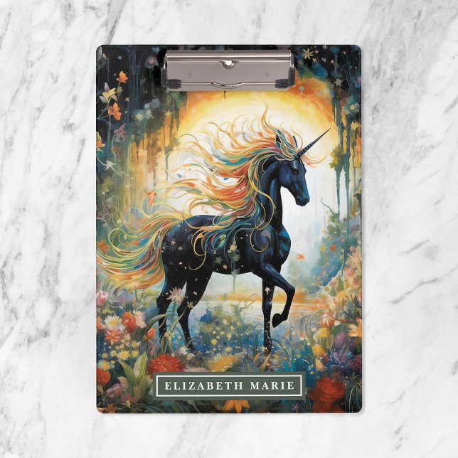 Beautiful Black Unicorn Custom Name Clipboard (Creator Uploaded)