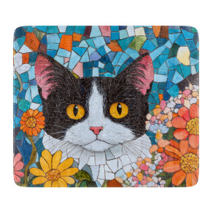 Beautiful Black/White Cat Cutting Board