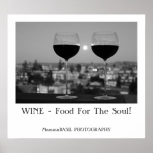 Beautiful Black & White Colour Wine Poster! Poster