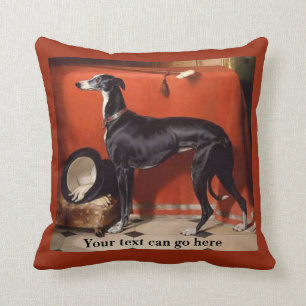 Beautiful Black & White Greyhound Cushion