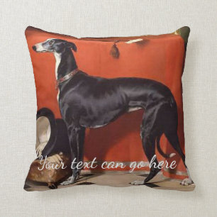Beautiful Black & White Greyhound Cushion