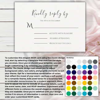 Beautiful Black & White Modern Wedding RSVP Card