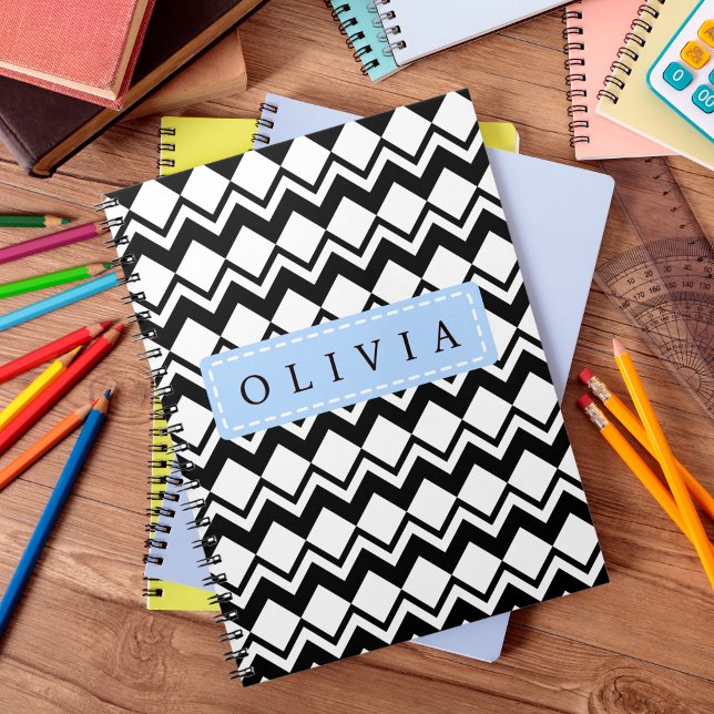 Beautiful Black & White Patterns Custom Name  Notebook (Creator Uploaded)