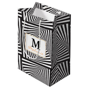 Beautiful Black white spiral optical illusion Medium Gift Bag