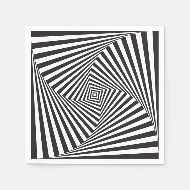 Beautiful Black white spiral optical illusion Napkin (Front)