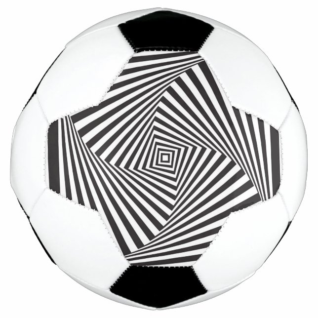 Beautiful Black white spiral optical illusion Soccer Ball (Front)