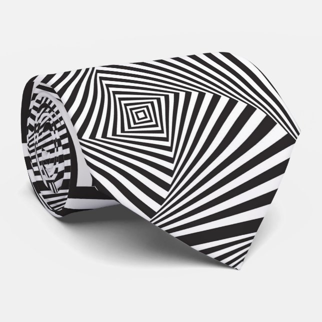 Beautiful Black white spiral optical illusion Tie (Rolled)