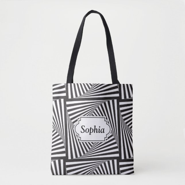 Beautiful Black white spiral optical illusion Tote Bag (Front)