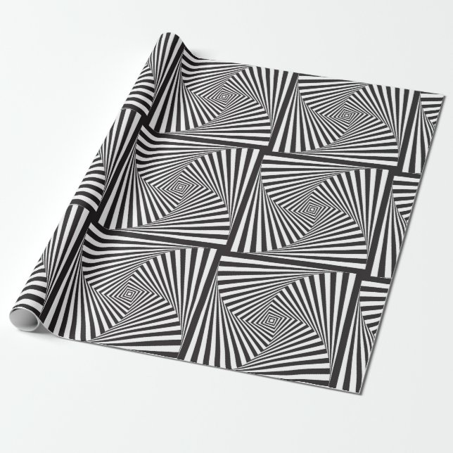 Beautiful Black white spiral optical illusion Wrapping Paper (Unrolled)