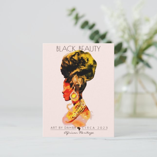 BEAUTIFUL BLACK WOMAN AFRICAN QUEEN GOLD NECKLACE POSTCARD (Standing Front)