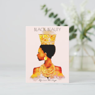 BEAUTIFUL BLACK WOMAN AFRICAN QUEEN GOLD NECKLACE POSTCARD