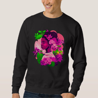 Beautiful Black Woman Afro Melanin Queen Cute Flow Sweatshirt