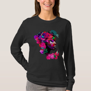 Beautiful Black Woman Afro Melanin Queen Cute Flow T-Shirt