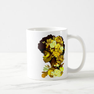 Beautiful Black Woman Afro Queen African Art Yello Coffee Mug