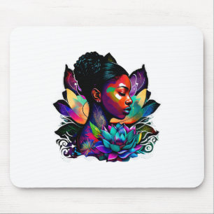 Beautiful Black Woman Afro Queen Art Fun Cute Lotu Mouse Pad