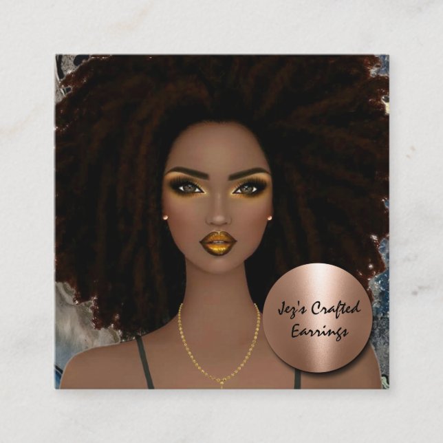 beautiful black woman earrings display card (Front)