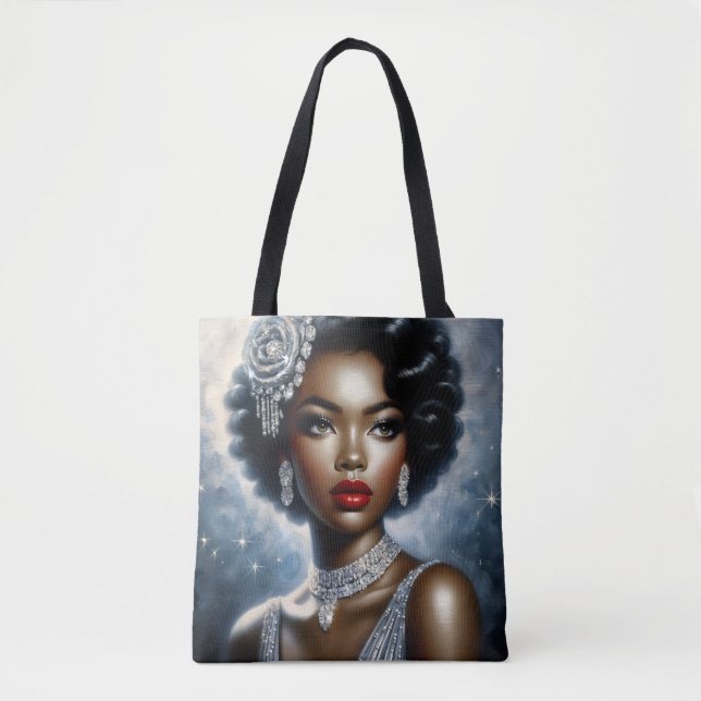 Beautiful Black Woman Glamour Aesthetic Tote Bag (Front)