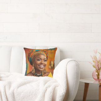 Beautiful Black Woman, Headwrap woman, Stunning  Cushion