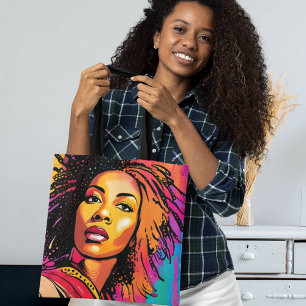 Beautiful Black Woman Pop Art Style Tote Bag