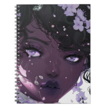 Beautiful Black Woman with Purple Flowers