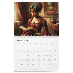 Beautiful Black Women Reading Books Artwork Calendar