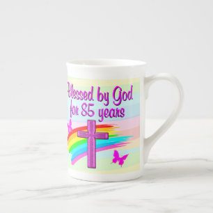 BEAUTIFUL BLESSED BY GOD 85TH BIRTHDAY MUG
