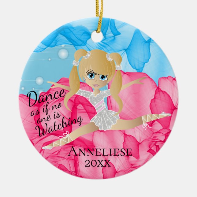 Beautiful Blonde Dancing Ballerina Ceramic Ornament (Front)