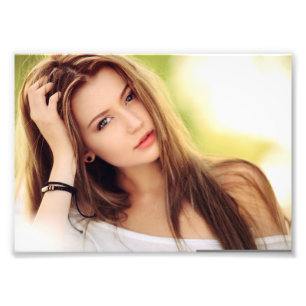 Beautiful Blonde Girl playing with her Hair Photo Print