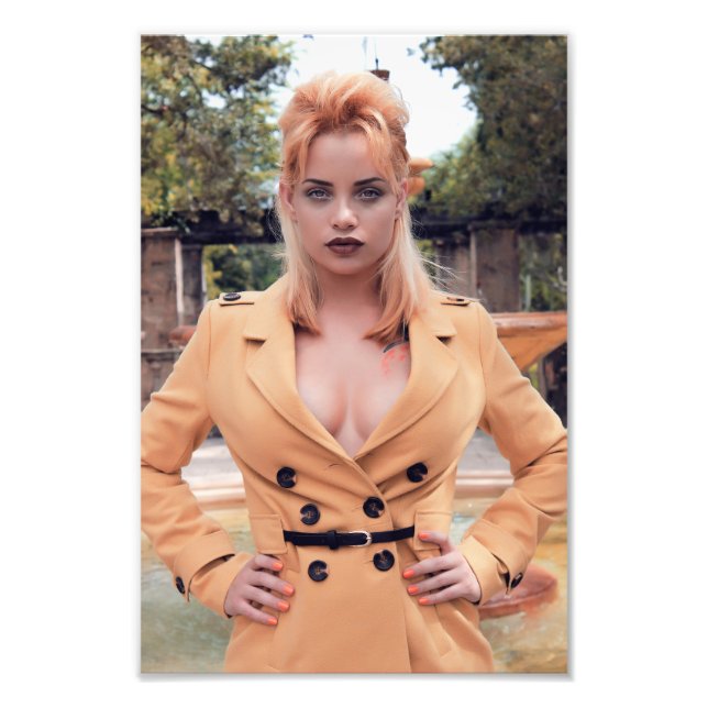 Beautiful Blonde Girl wearing Light Brown over Coa Photo Print (Front)