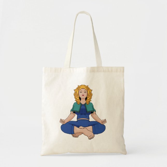 Beautiful Blonde Girl Yoga Pose Lotus Cute Tote Bag (Front)