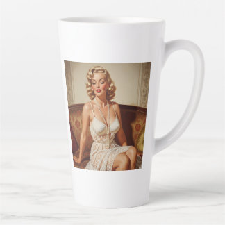 Beautiful blonde pin-up 50's art latte mug