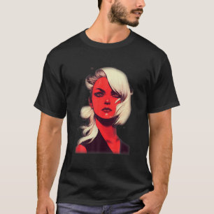 Beautiful Blonde Red Lipstick Close Up Darkness Em T-Shirt