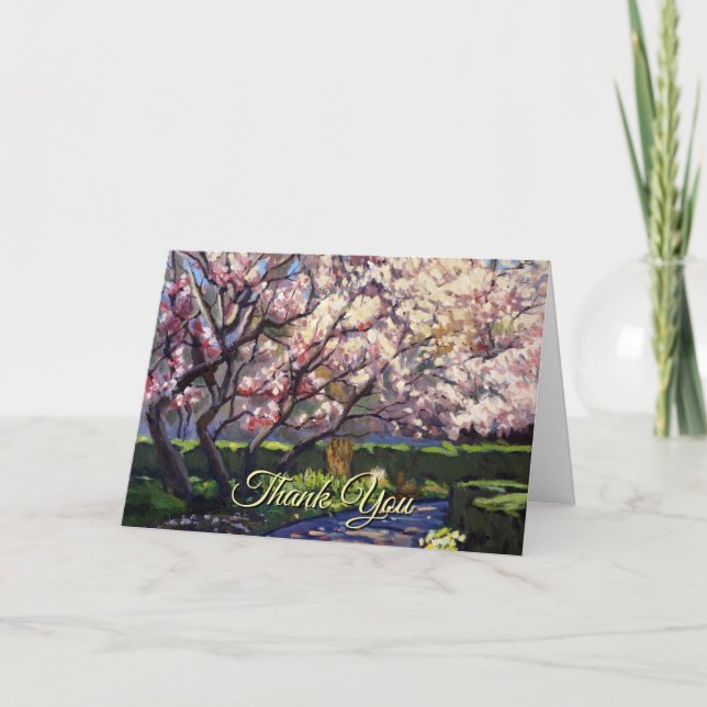 Beautiful Blooming Apple Trees in Red and Whites Thank You Card (Front)