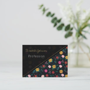 Beautiful Blooming Flowers Night Garden Pattern Business Card