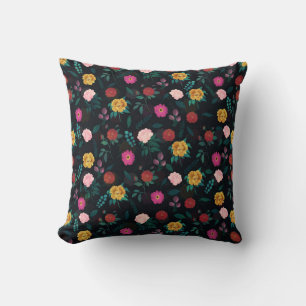 Beautiful Blooming Flowers Night Garden Pattern Cushion