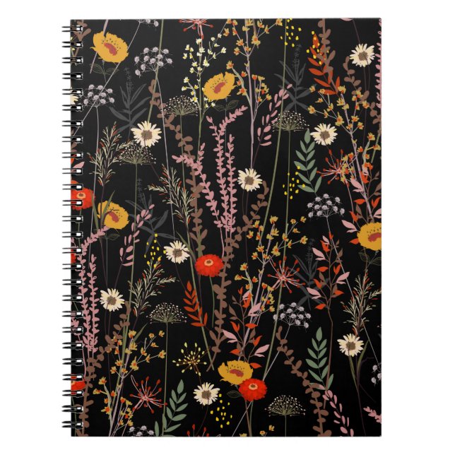 Beautiful blooming meadow flowers pattern notebook (Front)