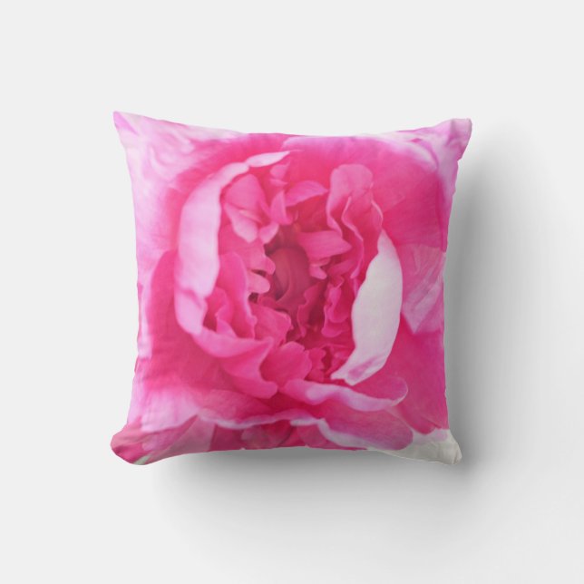 Beautiful Blooming Pink Peony Cushion (Front)