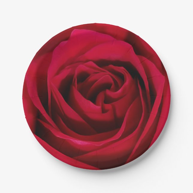 Beautiful Blooming Red Rose Plates (Front)