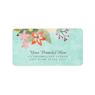 Beautiful Blooms Address Labels / Aqua